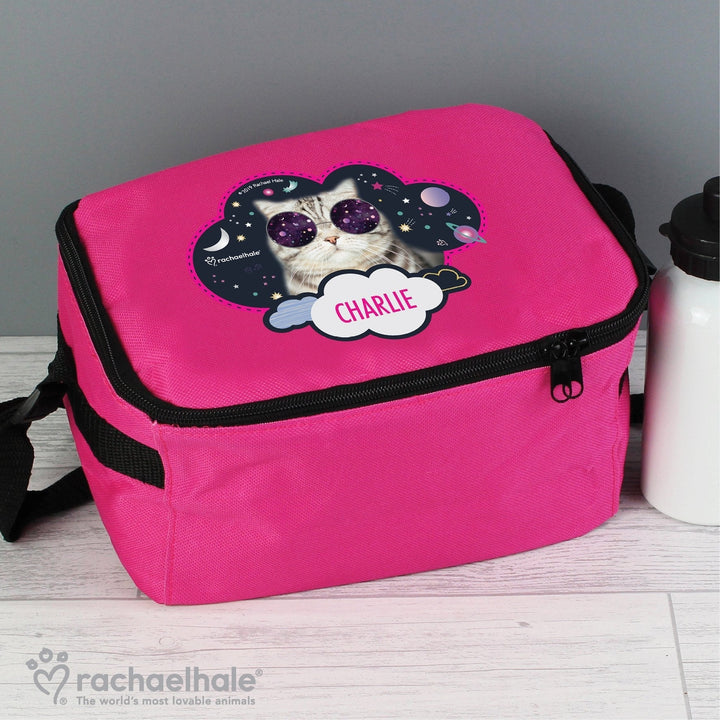 Personalised Rachael Hale Space Cat Pink Lunch Bag - part of the Gifts Finder Personalised Lunch Bags collection