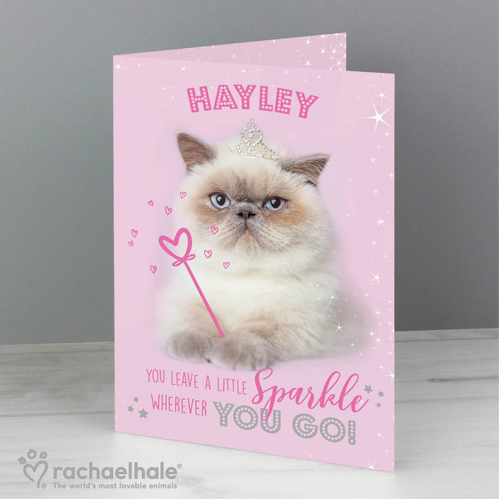 Personalised Rachael Hale Sparkle Cat Card in gift category Personalised Cards