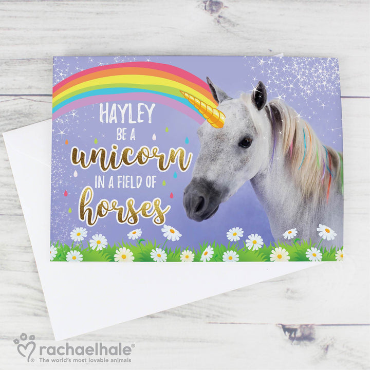 Personalised Rachael Hale Unicorn Card in gift category 