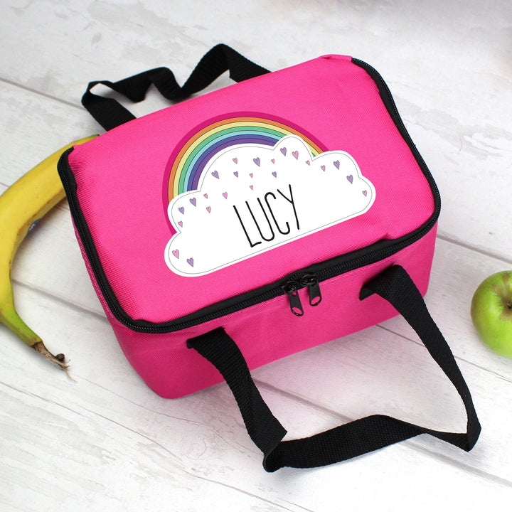 Personalised Rainbow Pink Lunch Bag in gift category Personalised Lunch Bags