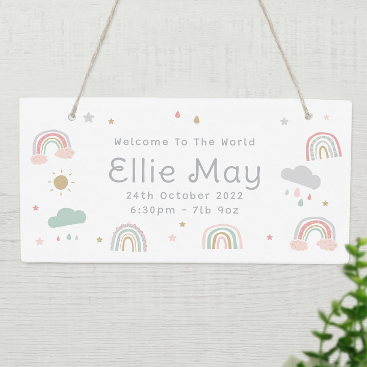 Personalised Rainbow Wooden Sign in gift category 