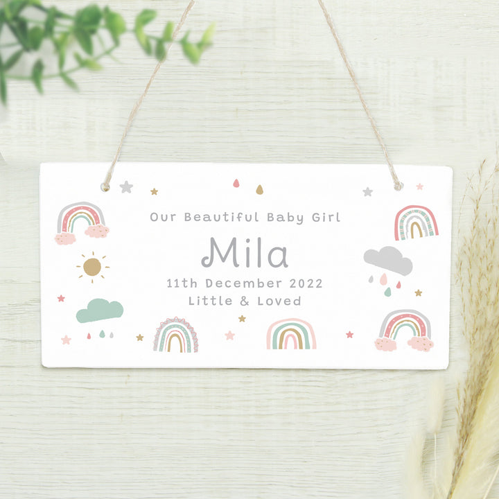 Personalised Rainbow Wooden Sign in gift category 