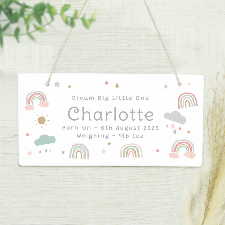 Personalised Rainbow Wooden Sign in gift category 