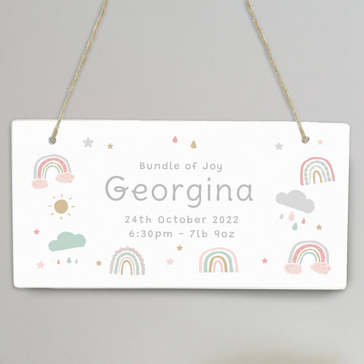 Personalised Rainbow Wooden Sign in gift category 