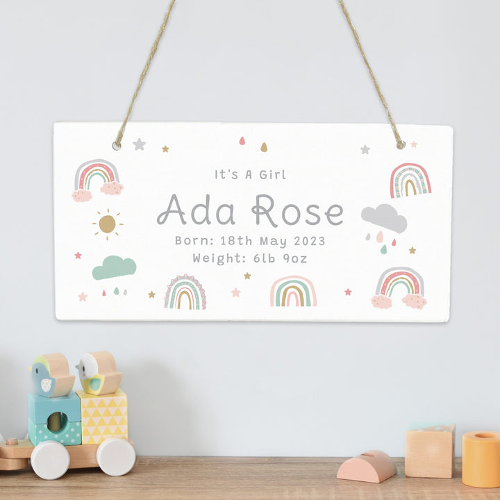 Personalised Rainbow Wooden Sign in gift category 