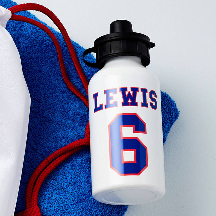 Personalised Shirt Number Water Bottle in gift category Personalised Water Bottles