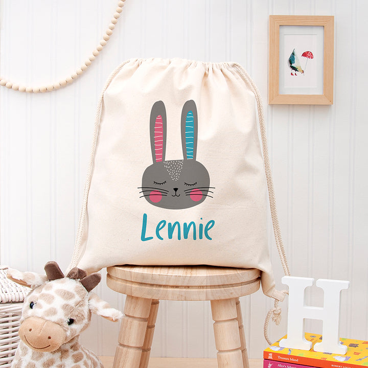 Personalised Sleeping Rabbit Cotton Nursery Bag