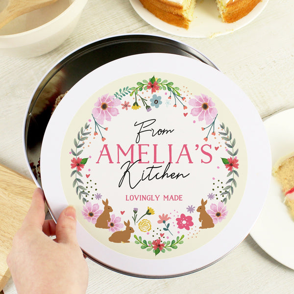 Personalised Springtime Cake Tin in gift category Personalised Cake Tins