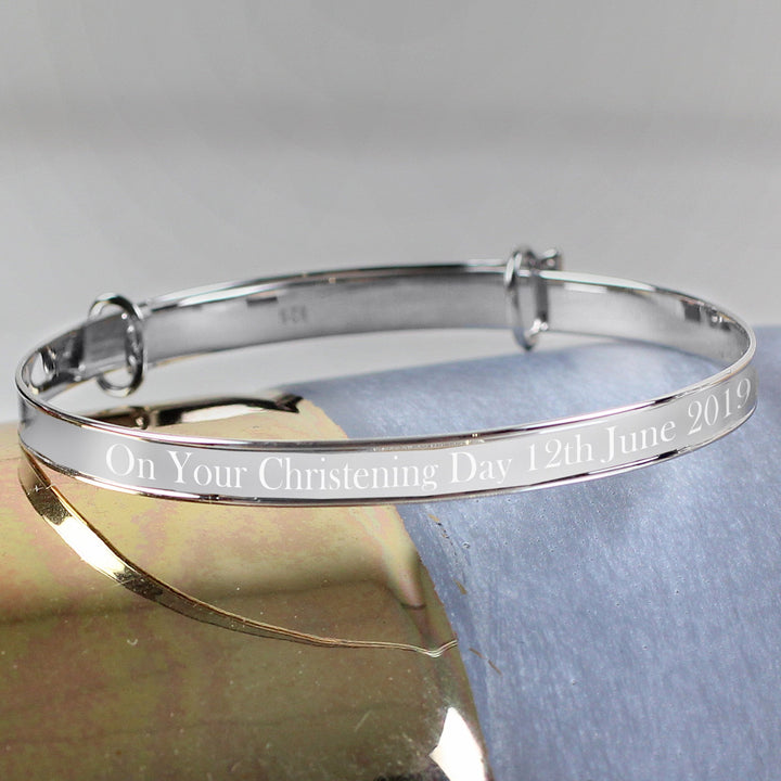 Personalised Sterling Silver Childs Expanding Diamante Star Bracelet in gift category 