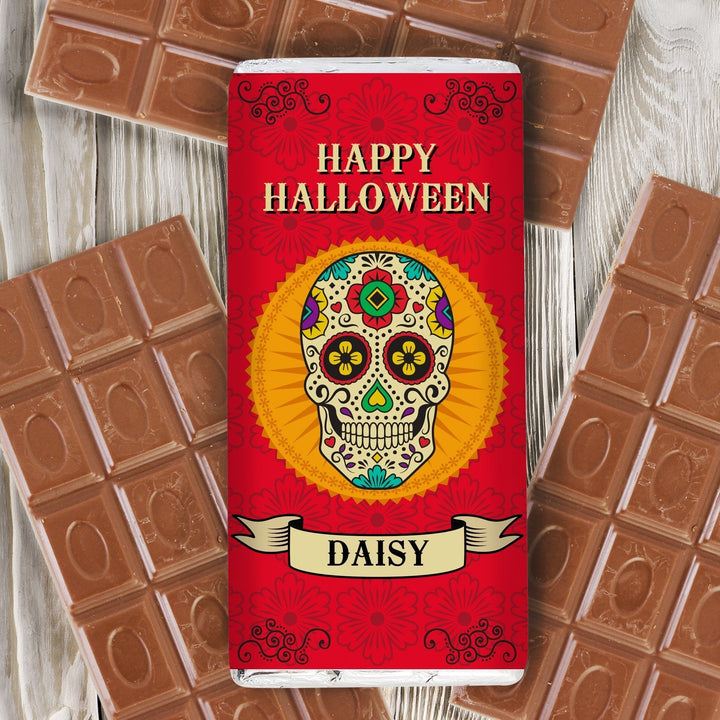 Personalised Sugar Skull Milk Chocolate Bar in gift category 