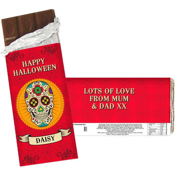 Personalised Sugar Skull Milk Chocolate Bar in gift category 