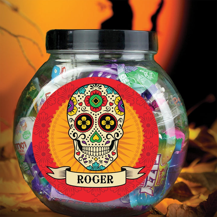 Personalised Sugar Skull Sweet Jar in gift category Personalised Sweet Jars