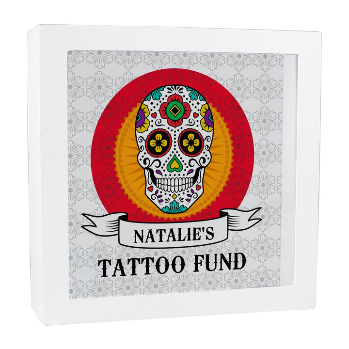 Personalised Sugar Skull Tattoo Fund and Keepsake Box in gift category 