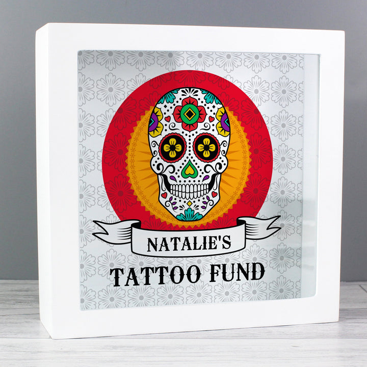 Personalised Sugar Skull Tattoo Fund and Keepsake Box in gift category 