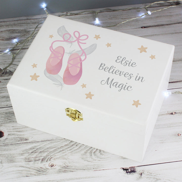 Personalised Swan Lake Ballet White Wooden Keepsake Box in gift category Personalised Ornaments & Keepsakes