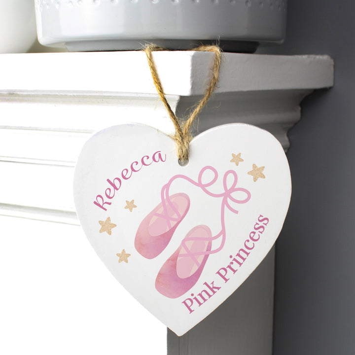 Personalised Swan Lake Ballet Wooden Heart Decoration