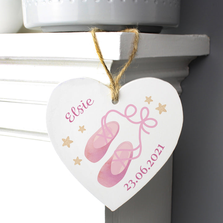 Personalised Swan Lake Ballet Wooden Heart Decoration