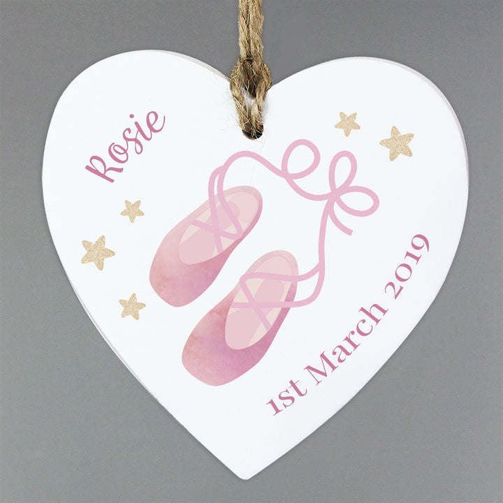 Personalised Swan Lake Ballet Wooden Heart Decoration in gift category 