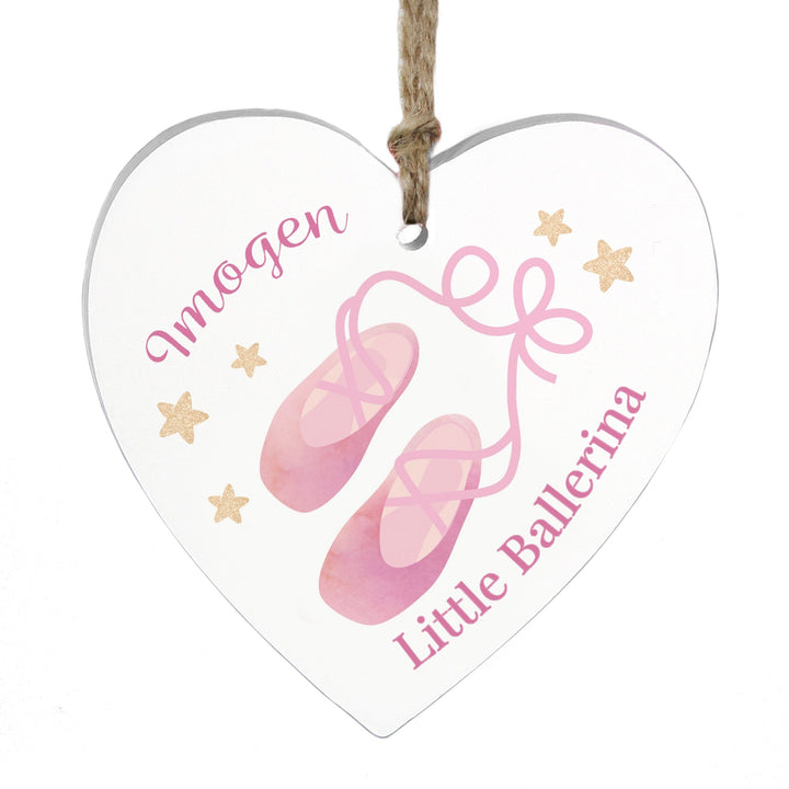 Personalised Swan Lake Ballet Wooden Heart Decoration in gift category 