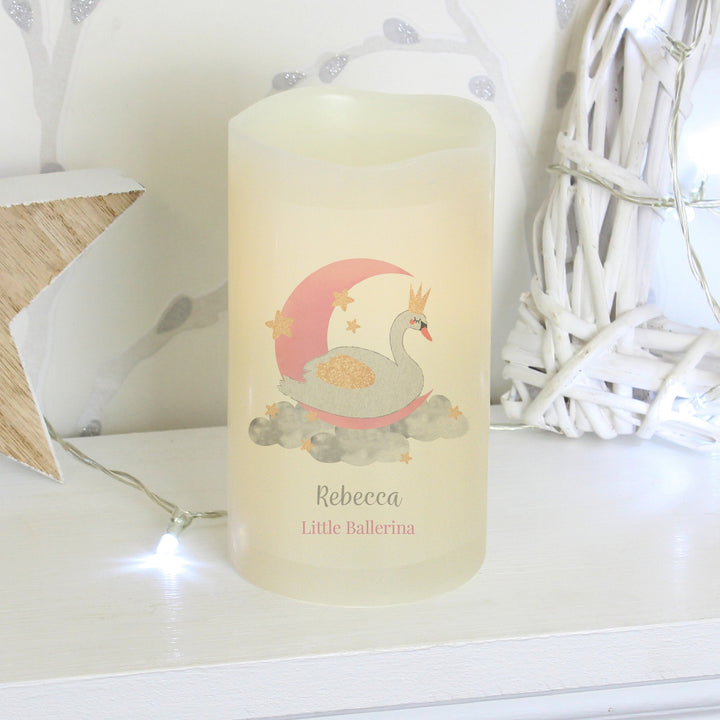 Personalised Swan Lake LED Candle in gift category 