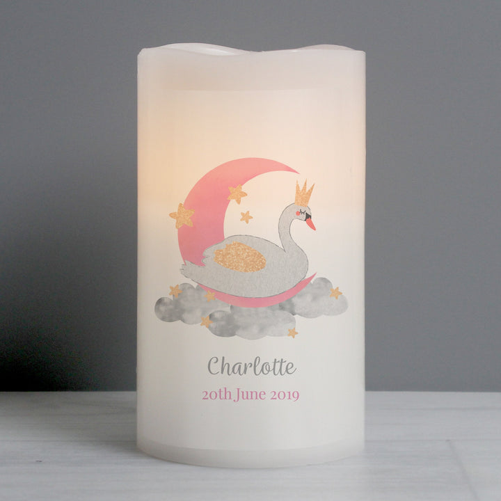 Personalised Swan Lake LED Candle in gift category 