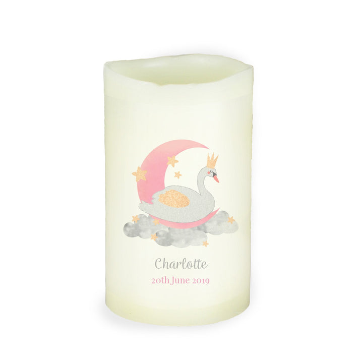 Personalised Swan Lake LED Candle in gift category 