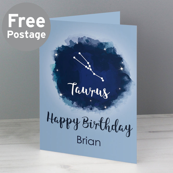 Personalised Taurus Zodiac Star Sign Card (April 20th - May 20th) - part of the Gifts Finder Personalised Cards collection