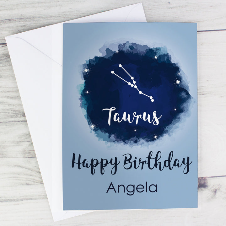 Personalised Taurus Zodiac Star Sign Card (April 20th - May 20th) - part of the Gifts Finder Personalised Cards collection