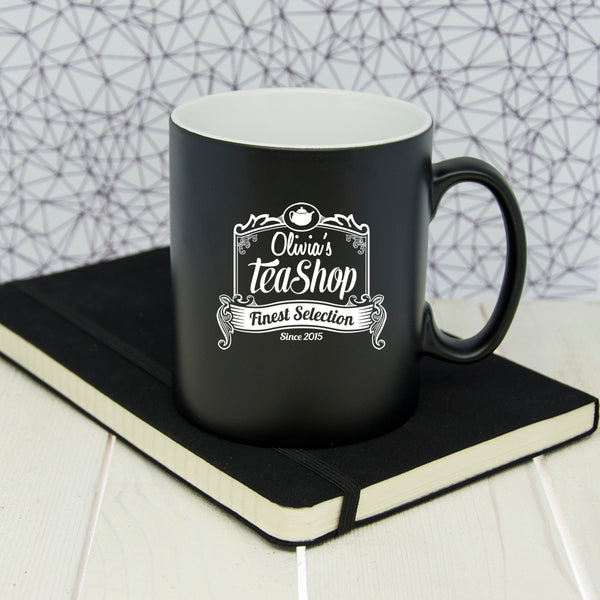 Silhouette Tea Shop Mug in gift category Personalised Mugs