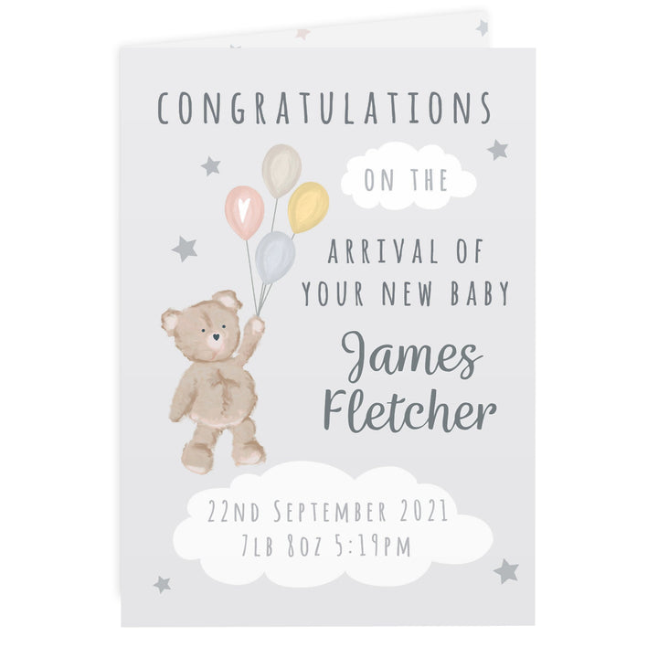 Personalised Teddy & Balloons Card in gift category 