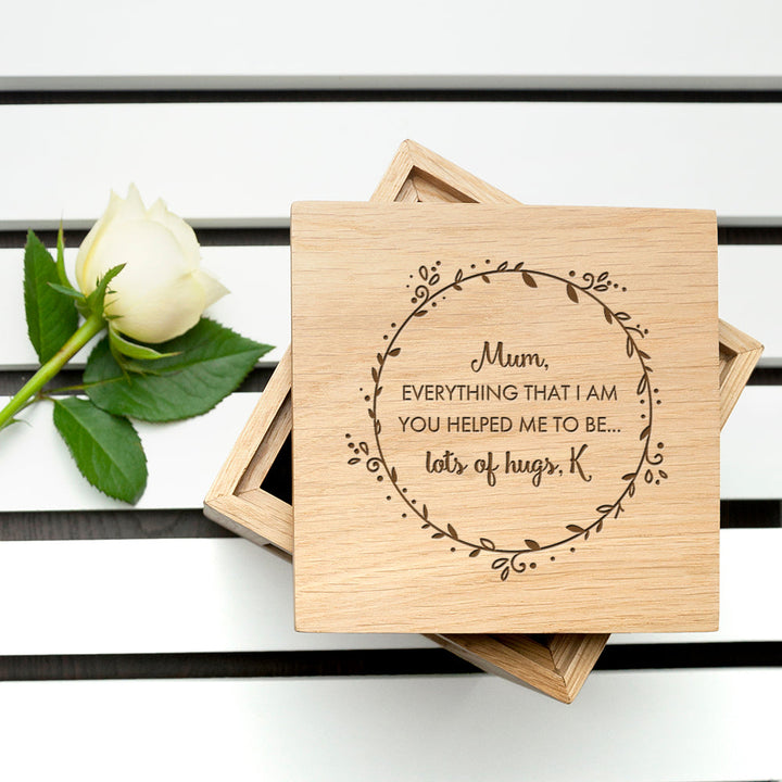 Personalised Thank You Mum Oak Photo Cube in gift category Personalised Photo Cubes