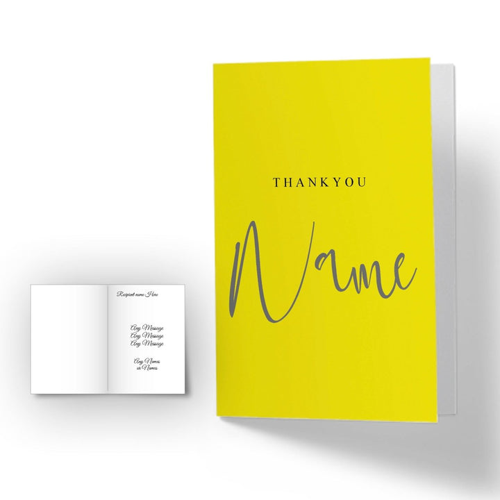 Buy Personalised Thankyou - plus any name - Card - Yellow from www.giftsfinder.co.uk