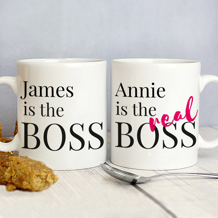 Personalised The Real Boss Mug Set in gift category 