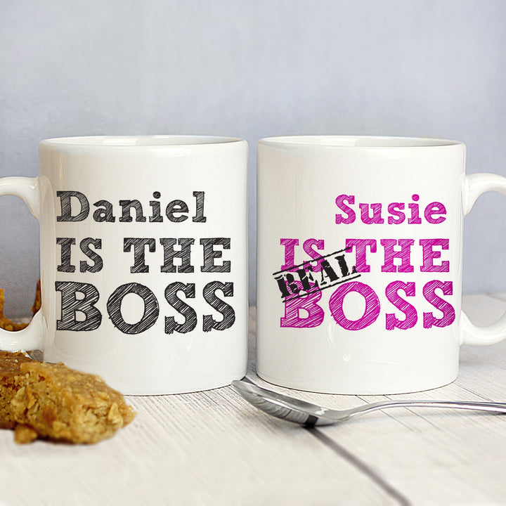 Personalised The Real Boss Mug Set in gift category 