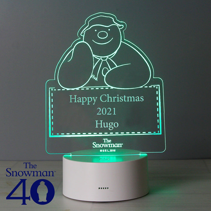 Personalised The Snowman LED Colour Changing Decoration & Night Light in gift category 