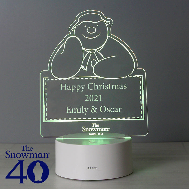 Personalised The Snowman LED Colour Changing Decoration & Night Light