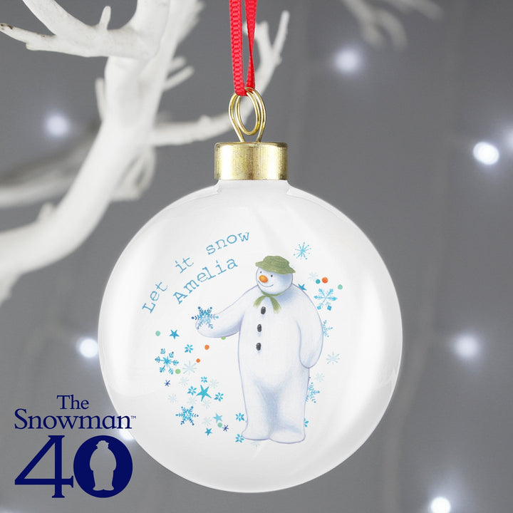 Personalised The Snowman Let it Snow Bauble in gift category 