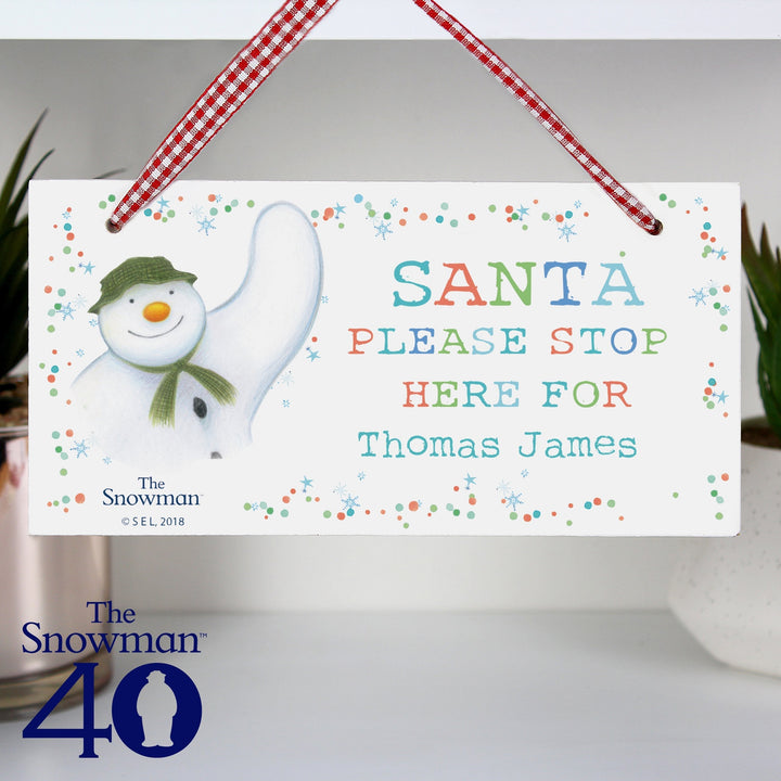 Personalised The Snowman Let it Snow Santa Stop Here Wooden Sign in gift category 