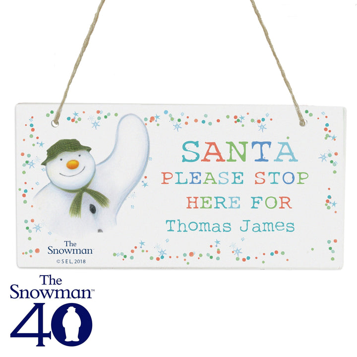 Personalised The Snowman Let it Snow Santa Stop Here Wooden Sign in gift category 