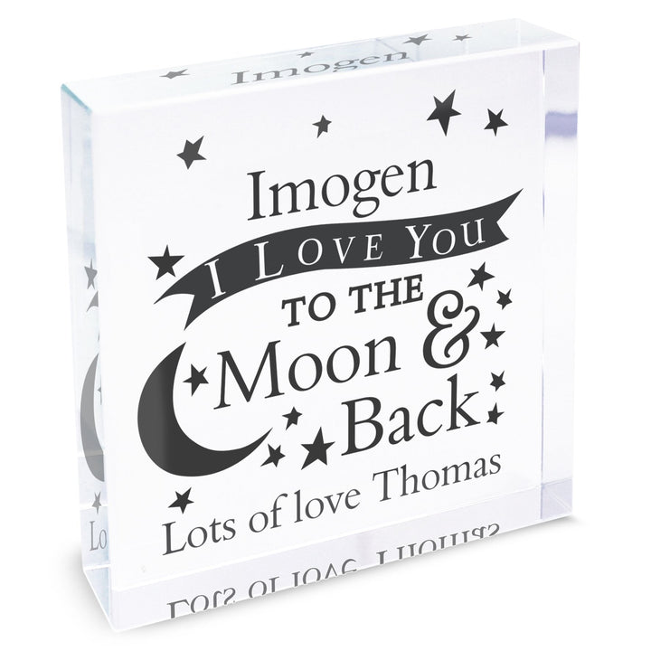 Personalised To the Moon and Back... Large Crystal Token in gift category 