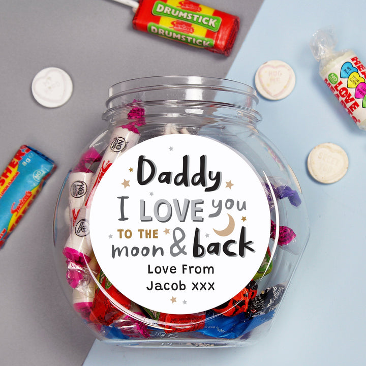 Personalised To the Moon and Back Sweet Jar in gift category Personalised Sweet Jars