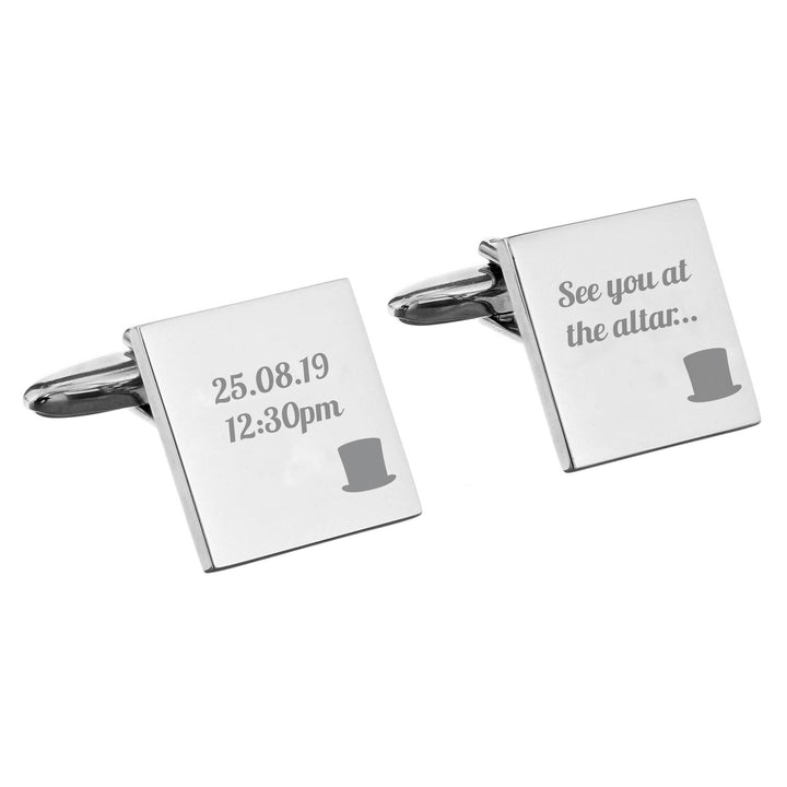 Personalised Top Hat Wedding Square Cufflinks in gift category 