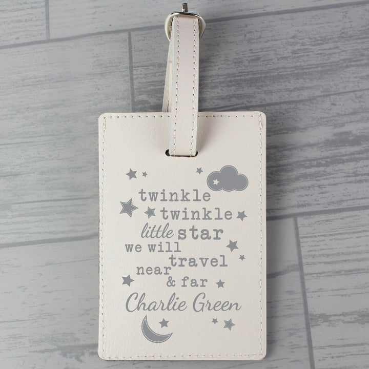 Personalised Twinkle Twinkle Cream Luggage Tag - part of the Gifts Finder Personalised Luggage Tags collection