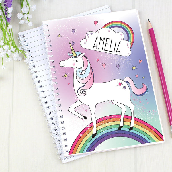 Personalised Unicorn A5 Notebook in gift category Personalised Notebooks