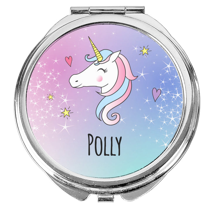 Personalised Unicorn Compact Mirror - part of the Personalised Compact Mirrors collection