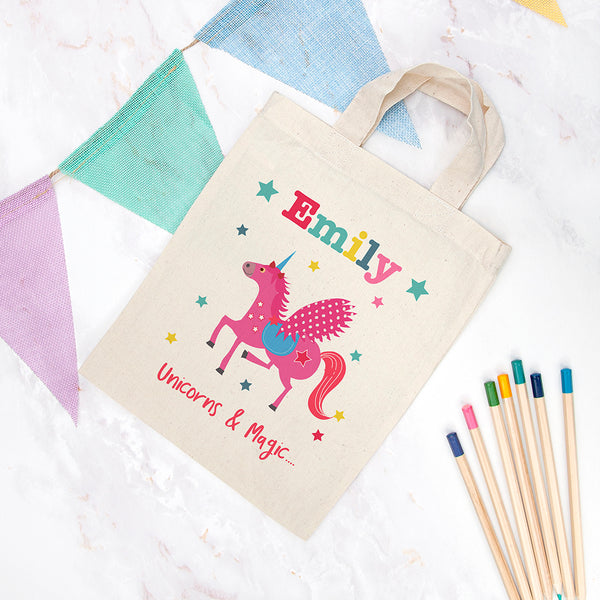 Personalised Unicorn Natural Party Bag