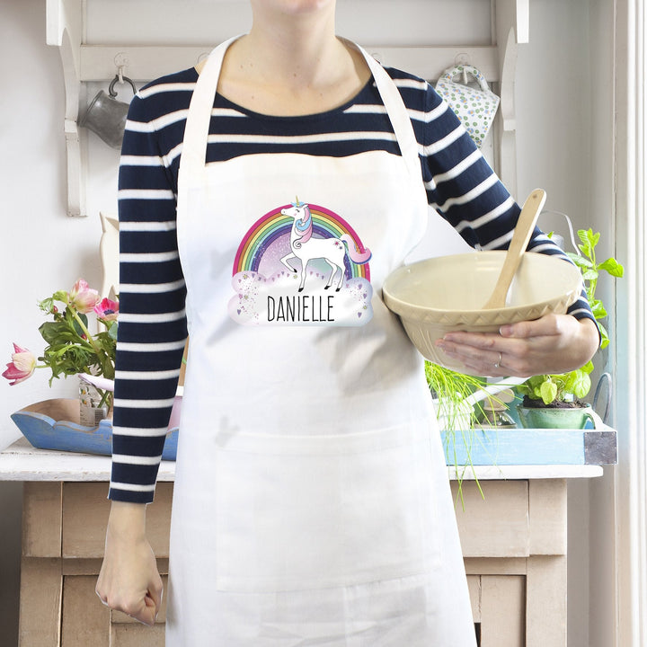 Personalised Unicorn White Apron in gift category 