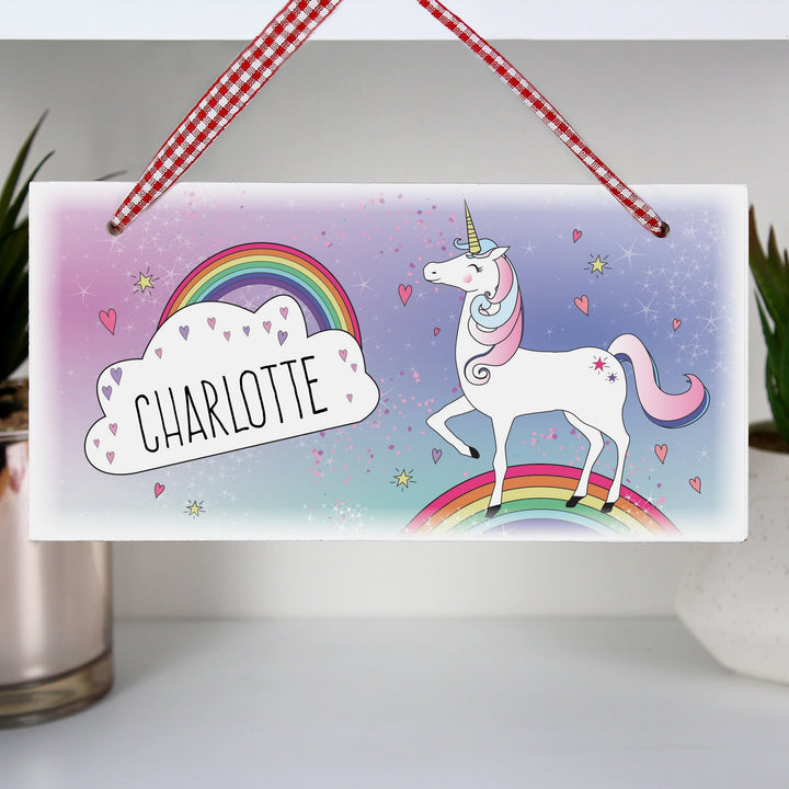 Personalised Unicorn Wooden Sign in gift category 