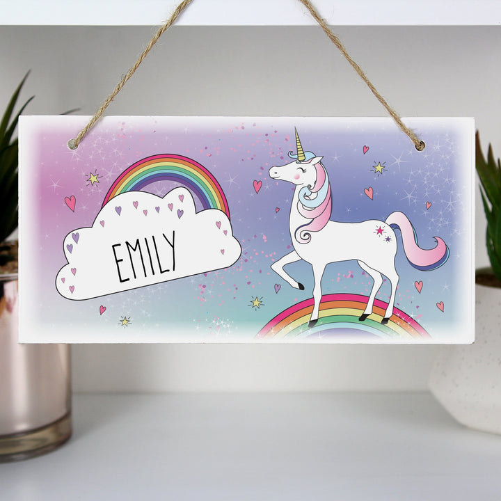 Personalised Unicorn Wooden Sign in gift category 