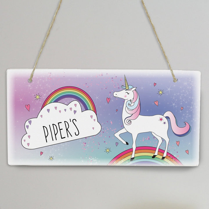 Personalised Unicorn Wooden Sign in gift category 